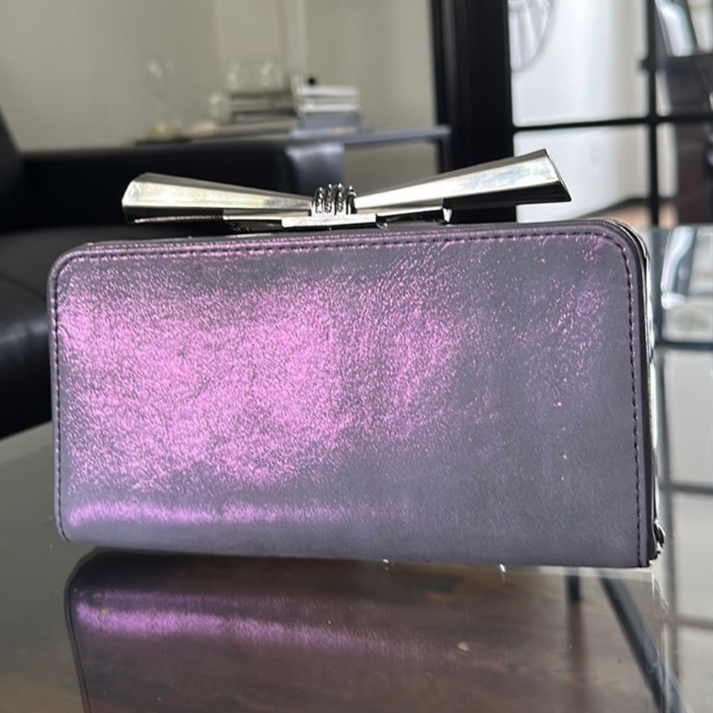 EUC Vintage Judith Leiber Clutch Gunmetal Art Deco Bow w/ Crystals